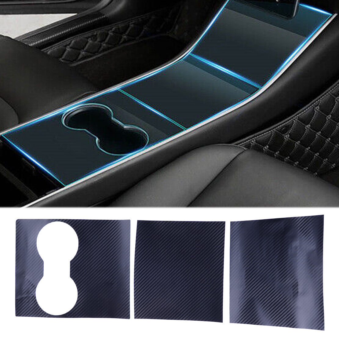 1set Dashboard Center Console Panel Sticker Cover Trim Fit for Tesla Model 3
