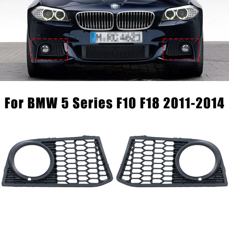 2-Piece Front Fog Light Grill for BMW 5 Series F10 F18 520 523 525 2011-2014