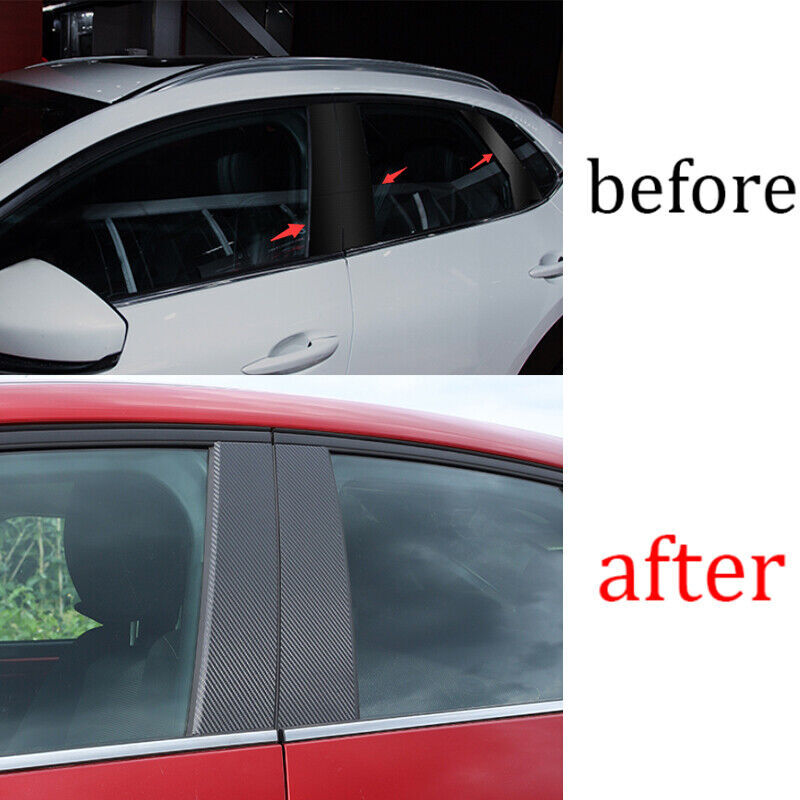 for Mazda CX-30 2020-2022 Carbon Fiber Window BC Pillar Post Cover Trim Stickers