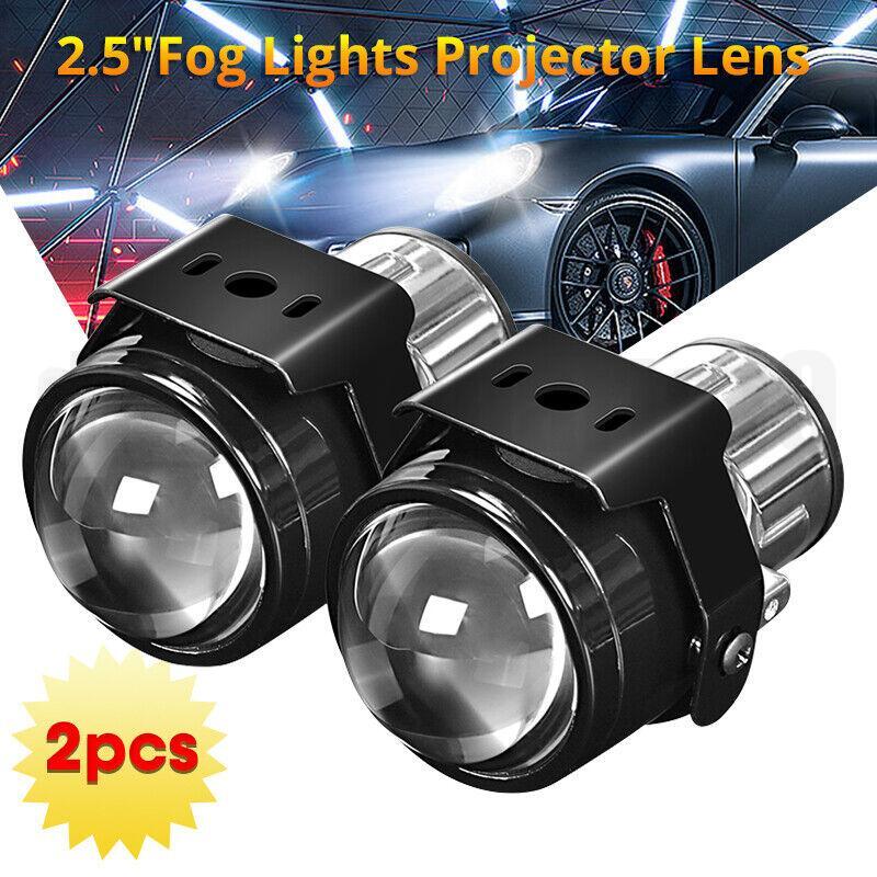 2PC 2.5 Fog Lights Bi-Xenon Projector Lens Hi/Lo H11 H8 H9 Retrofit Universal