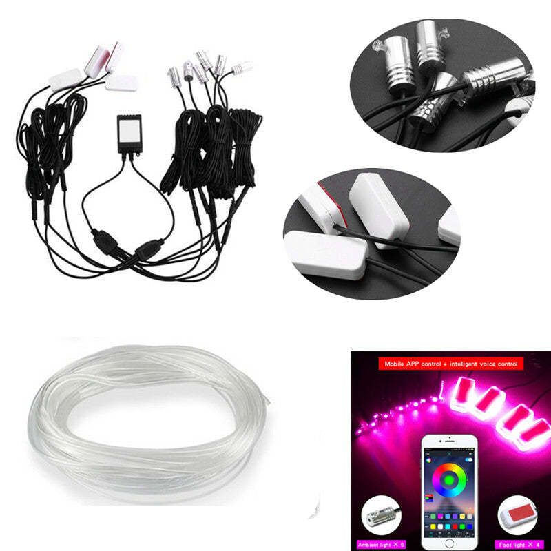 12V 10in1 Car Ambient Decor Fiber Optical 8M Strip Light RGB LED Lamp Atmosphere