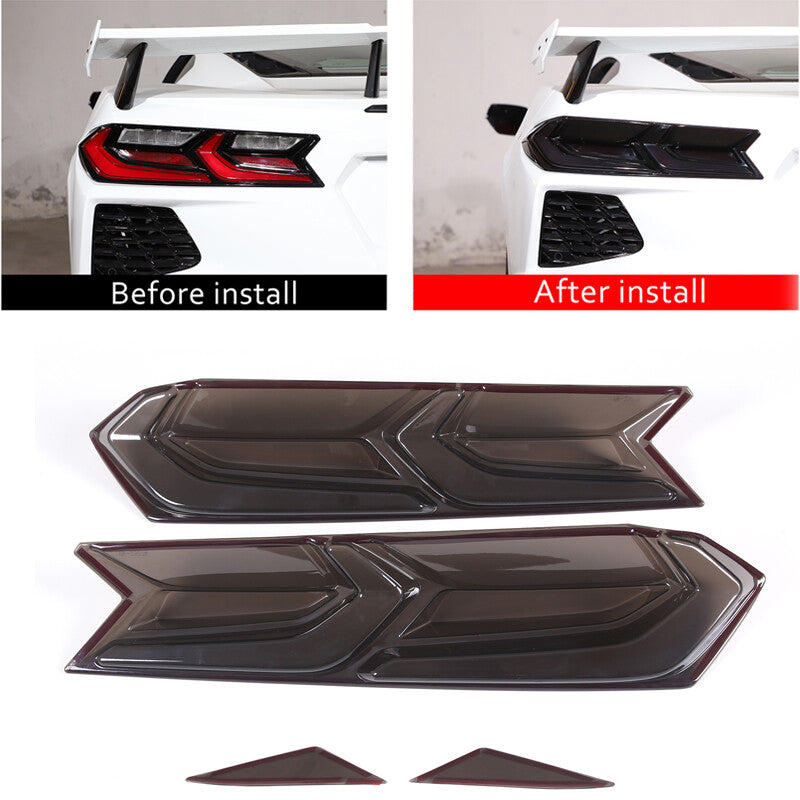 Smoked rear taillight trim with BlackOuts lens cap for C8 for Corvette 2020 - 2023