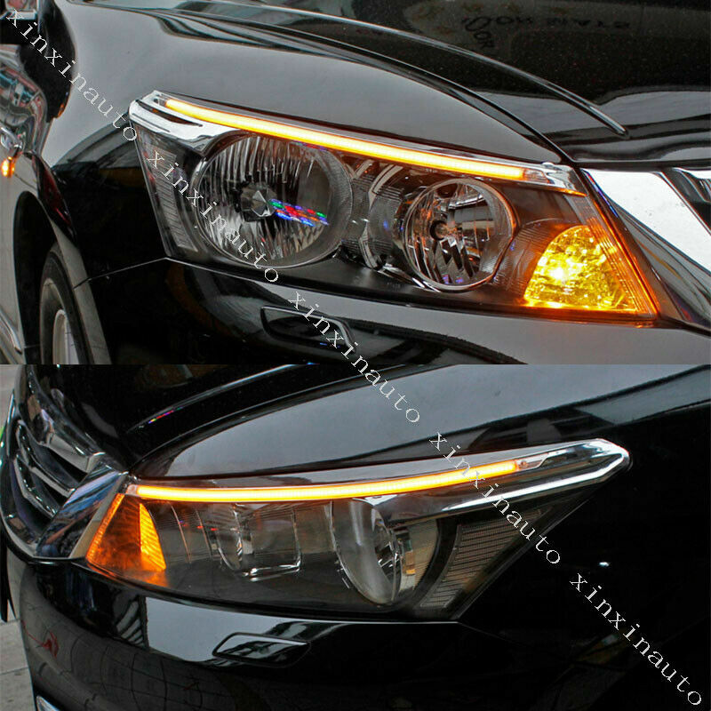 2Headlight Eyebrow DRL Daytime Light Turn Signal LED for Honda Accord 2008-2012