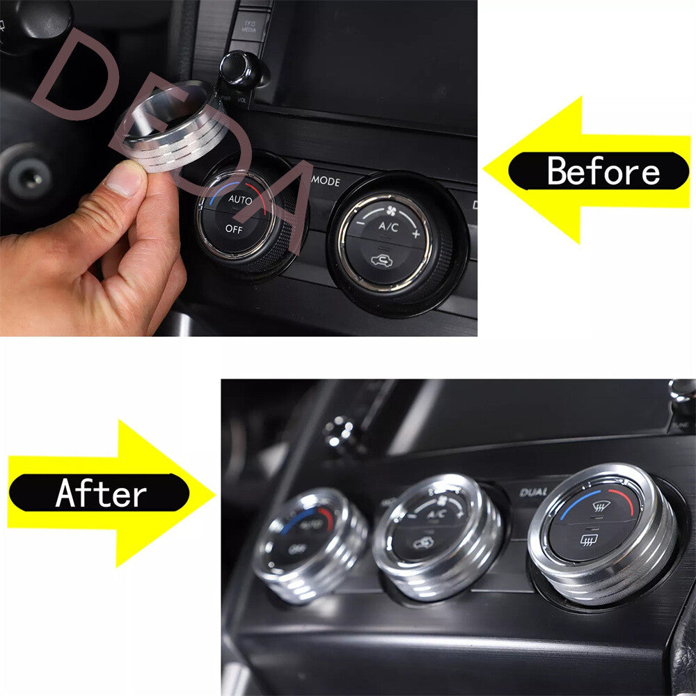 Silver AC/Rearview Mirror Adjust Knob Ring Cover for Subaru Forester /XV 2013-18