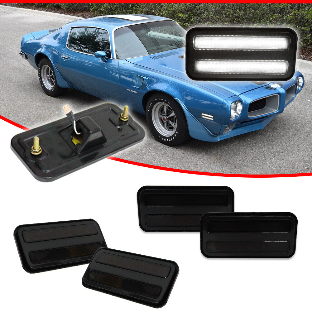 4-pack of smoked front and rear white LED side marker lights suitable for 70-81 for Pontiac Firebird