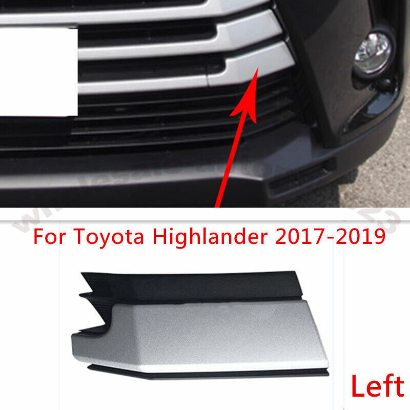 Silver Left Front Grille Trailer Tow Cover Fit for Toyota Highlander 2017-2019