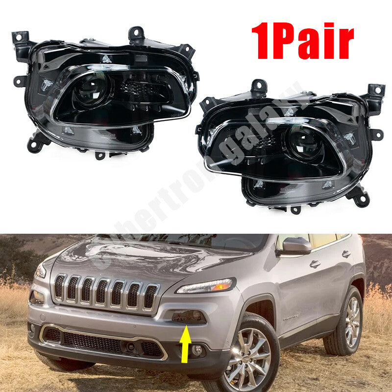 2-piece halogen headlight assembly for 2014-2018 for Jeep Cherokee front bumper