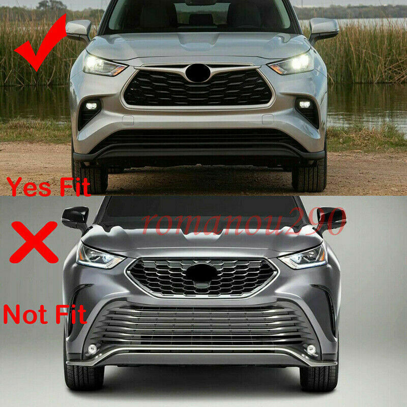 1P For Highlander 2020-2023 ABS Glossy Black Front Grille Grill Frame Cover Trim