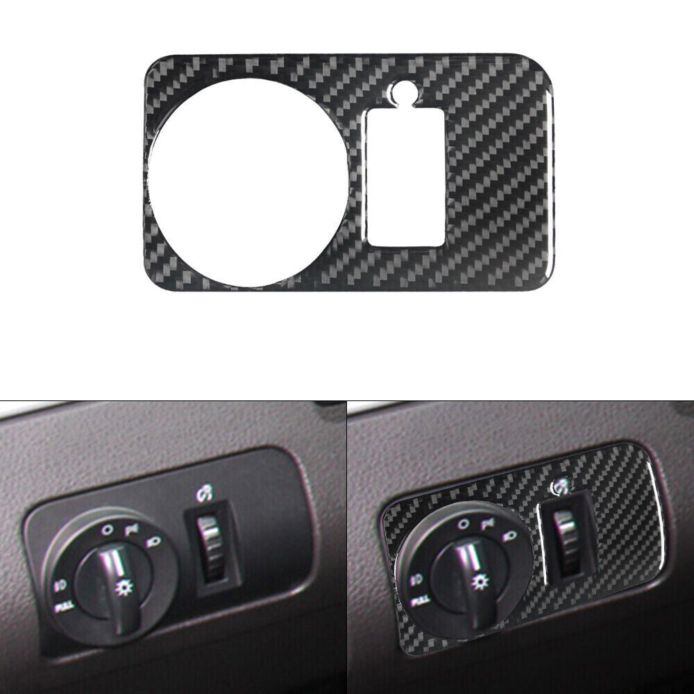 Carbon Fiber Headlight Switch Button Cover Trim for Ford for Mustang 2005-2009