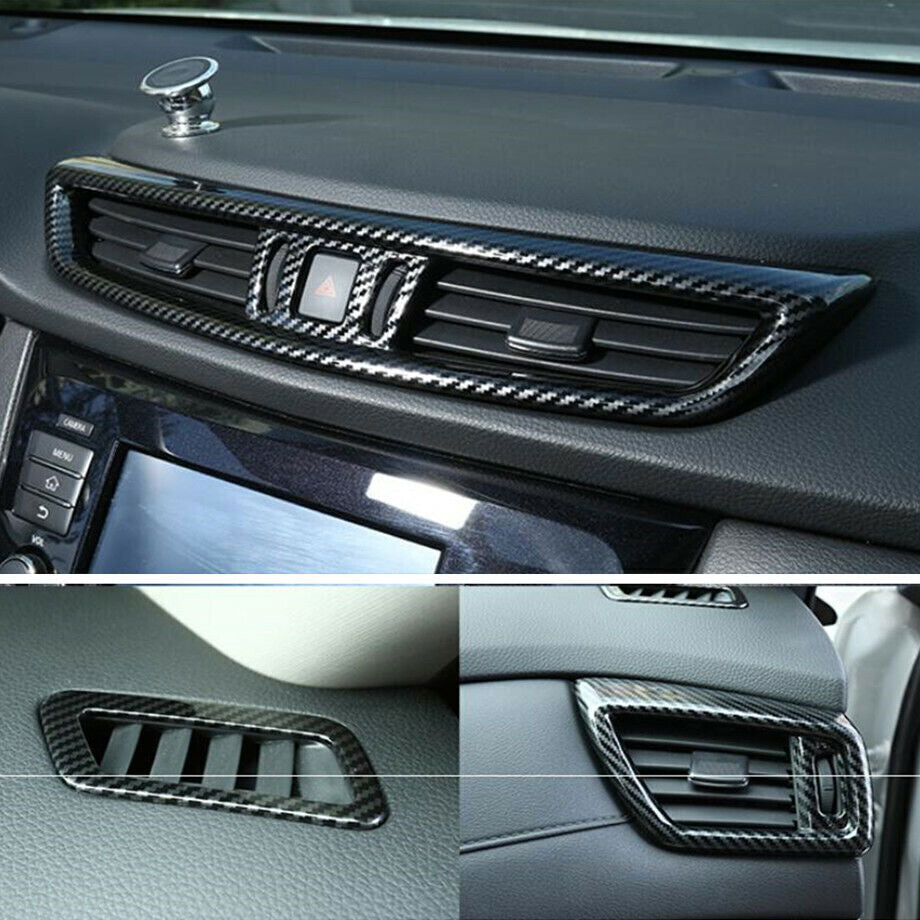 for Nissan Rogue Sport 17-2022 Carbon Fiber Dashboard Air Vent Outlet Cover Trim