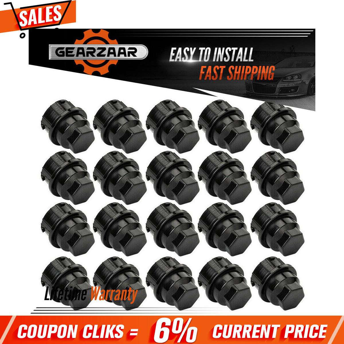 NEW 20PCS Black Plastic Wheel Lug Nut Caps Replace Kits For GM 9593028 9593228!