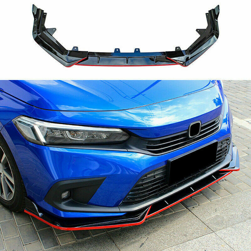 for Honda for Civic Sedan 22-23 BlackRed Front Bumper Lip Splitter Spoiler Lip Kit