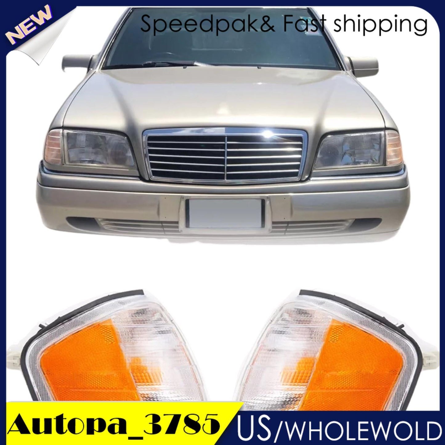2x Turn Signal Corner Light Headlight For 1994-2000 for Mercedes-Benz W202 C Class