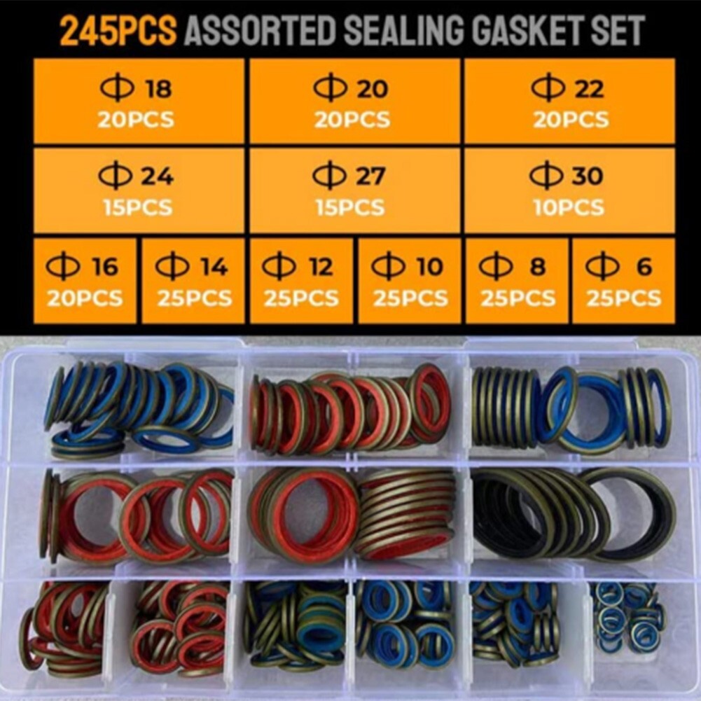 100/245 pieces Various sealing gasket sets, rubber combination gasket repair box