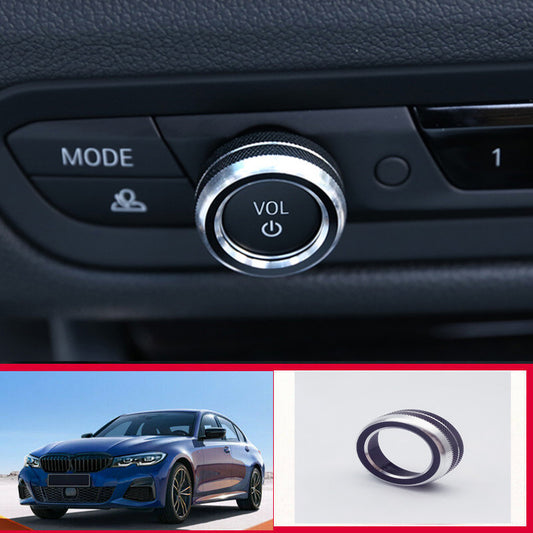 1x Black Car Volume Switch Button Ring Trim for BMW 3 Series G20 330i 2019-2020