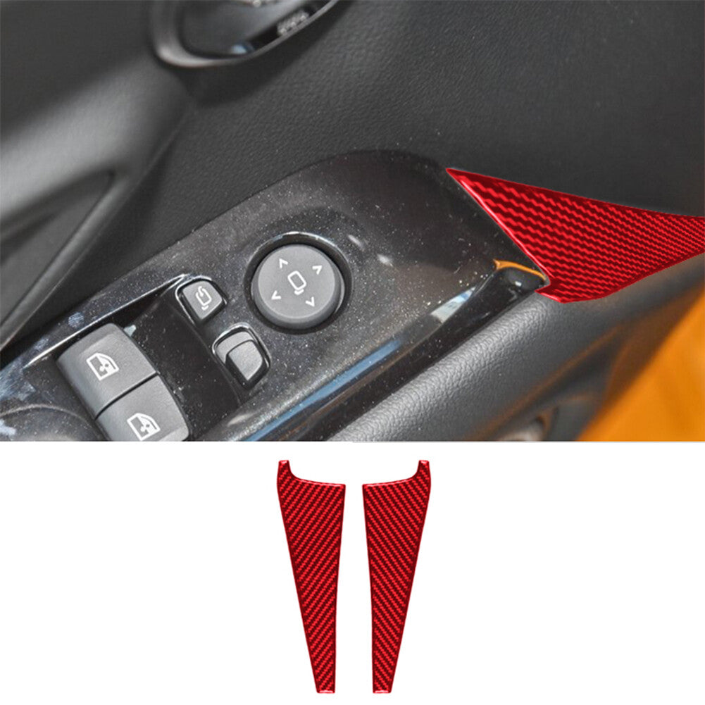 2X Red Carbon Fiber Interior Door Armrest Trim Panel for Toyota Supra A90 2019-2022