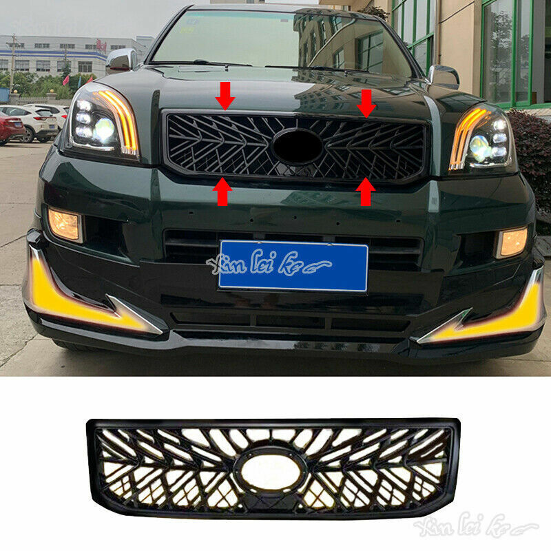 for Toyota Prado 2003-2009 Black ABS Front Bumper Grille Refit TRD Style Cover