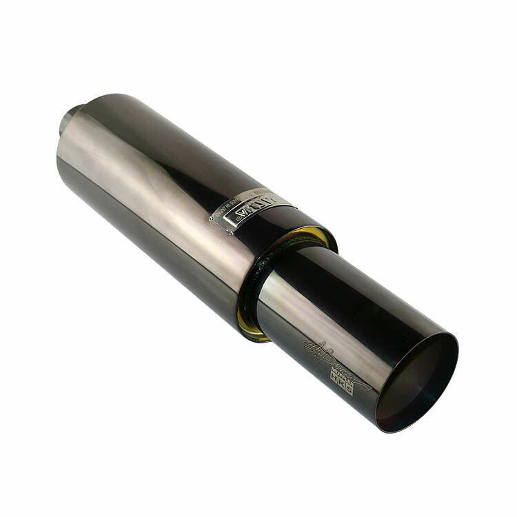 2.5ID 3.5 OD Burnt Black Straight Flow Racing Exhaust Muffler 4.5 Body