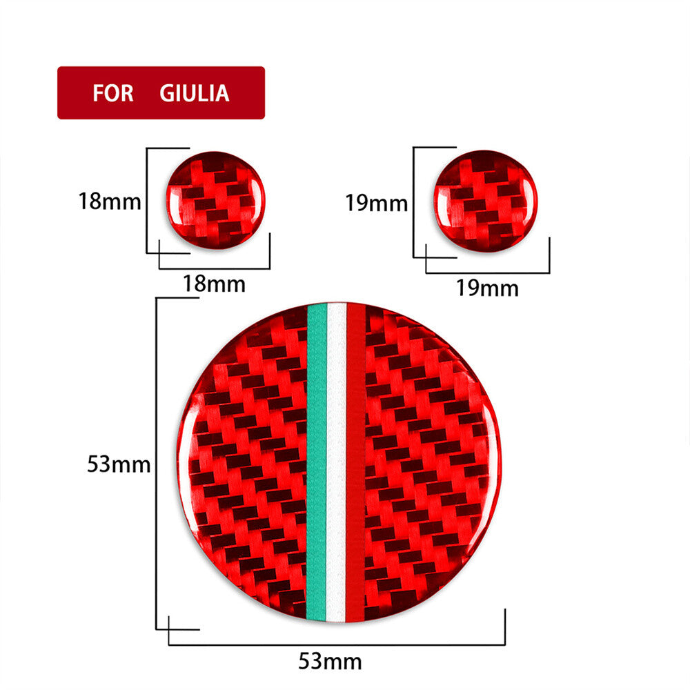 for Alfa Romeo Giulia 2017-19 Inner Central Control Knobs Cover Red Carbon Fiber