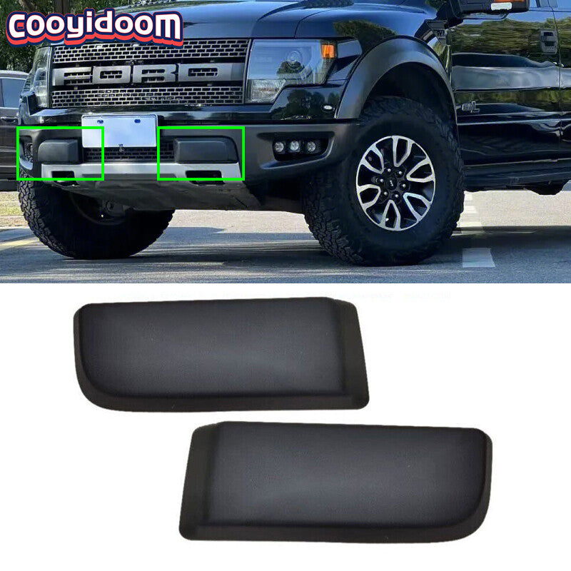 A pair of Beze caps for the front lower bumper hole covers of 2009-2014 for Ford F-150 SVT .