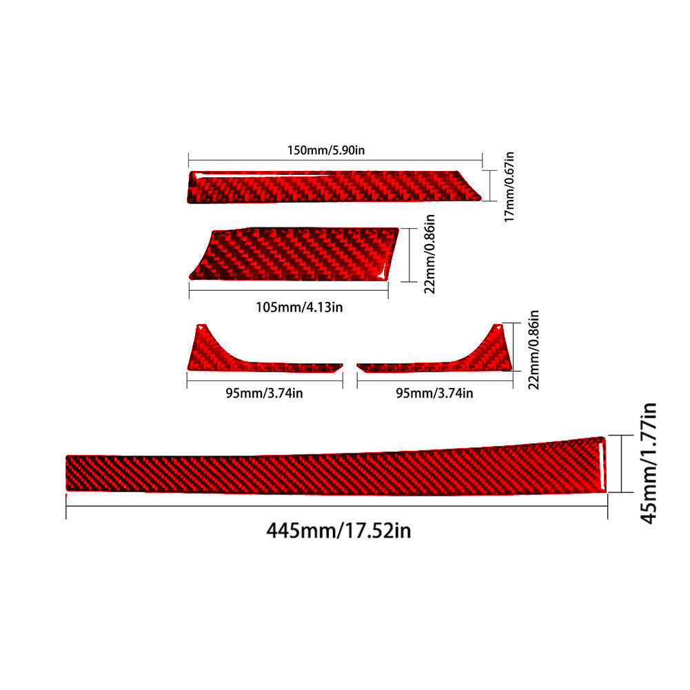5X RED Nevigation Lower Panel Trim Strip Carbon Fiber for Chevy Camaro 2016-2018