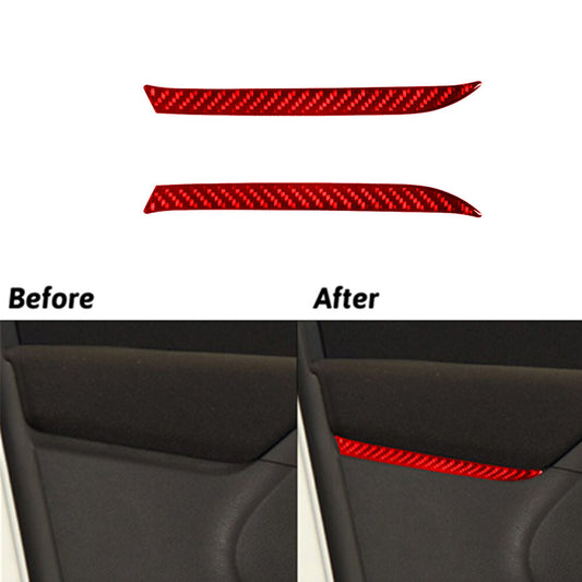 Red Carbon Fiber Front Door Handle Panel Trim for Volkswagen for Tiguan 2013-2017