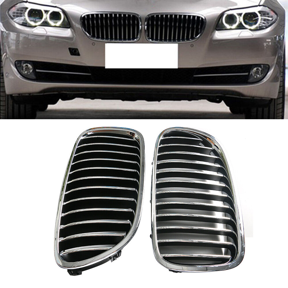2x Front Bumper Kindey Grille Chrome For 2011-2013 for BMW F10 528i 535i xDrive