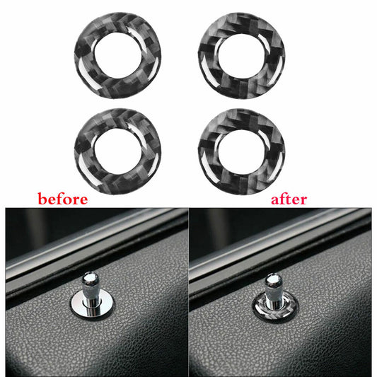 4Pcs Carbon Fiber Interior Door Lock Ring Cover Trim for Dodge Charger 2015-2021