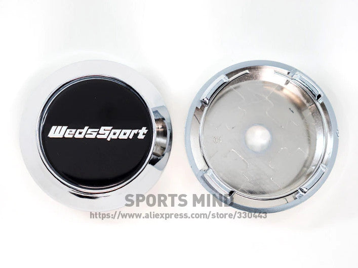 4-Piece Set of 64mm WedsSport Black Chrome Wheel Center Caps, Hub Caps, Badges, Decals, Badges