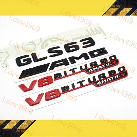 2017 GLS63 AMG V8 BITURBO Badge for X166/X167 GLS63, Full Set in Black and Red