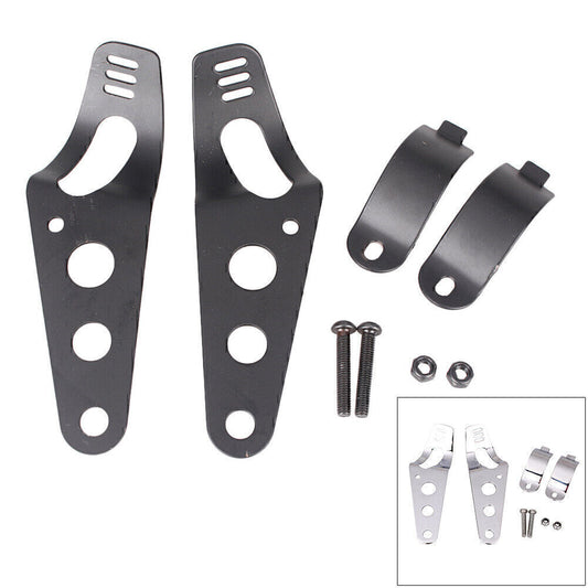 Head Lamp Holder Headlight Mounting Brackets Fork Kit for Suzuki for Harley Black