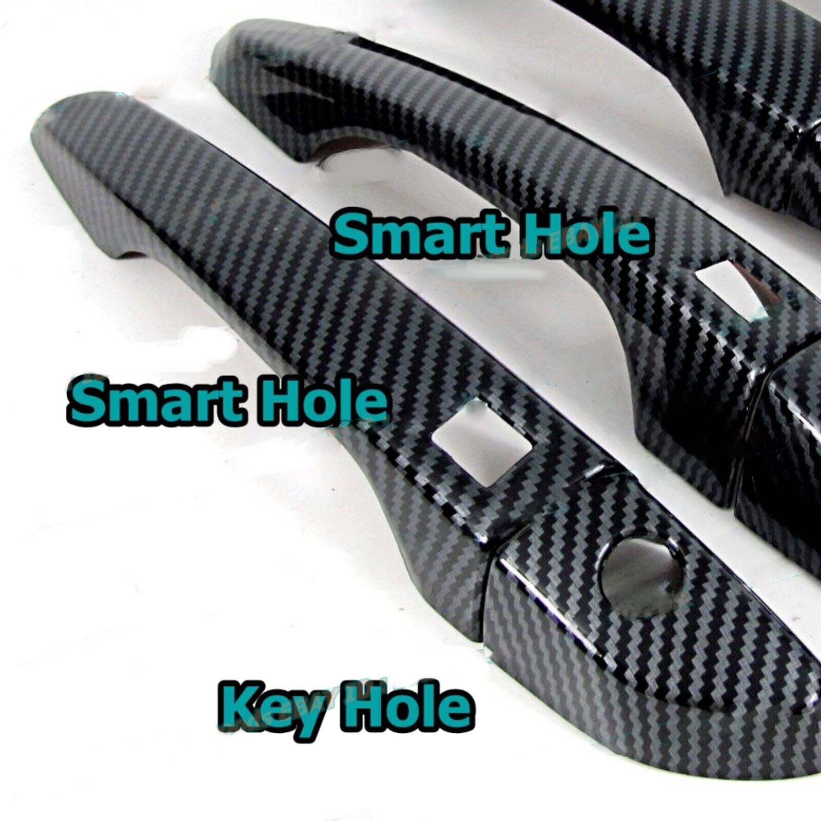 Shiny Carbon Fiber Cover Trim for 18-23 for Hyundai Kona N for Smart Side Door Handle