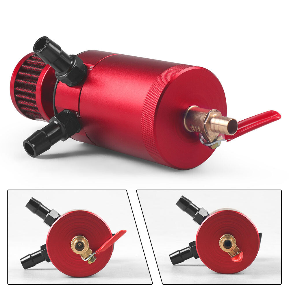 Oil Catch Can Kit Reservoir Tank Engine Red Polish Baffled Universal Aluminum
