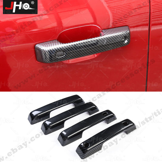 ABS Carbon Fiber Side Exterior Door Handles Trims Cover for Ford F150 2021-2022