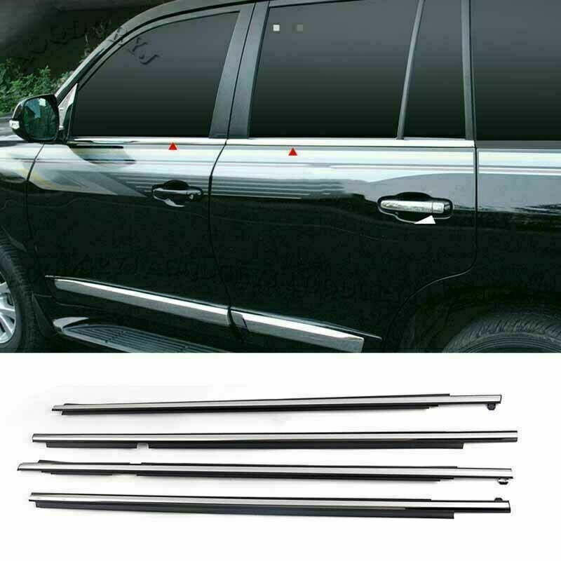 4p for Land Cruiser LC200 08-2021 Quarter  Door Belt Moulding W/ Chrome Strips