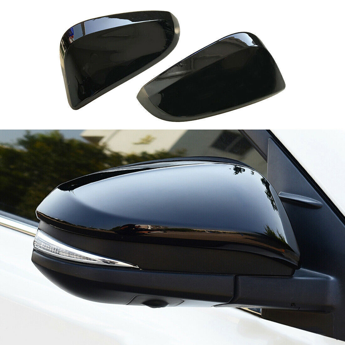 for Toyota RAV4 2013-2018 Glossy Black ABS Side Door Rearview Mirror Cover Trim