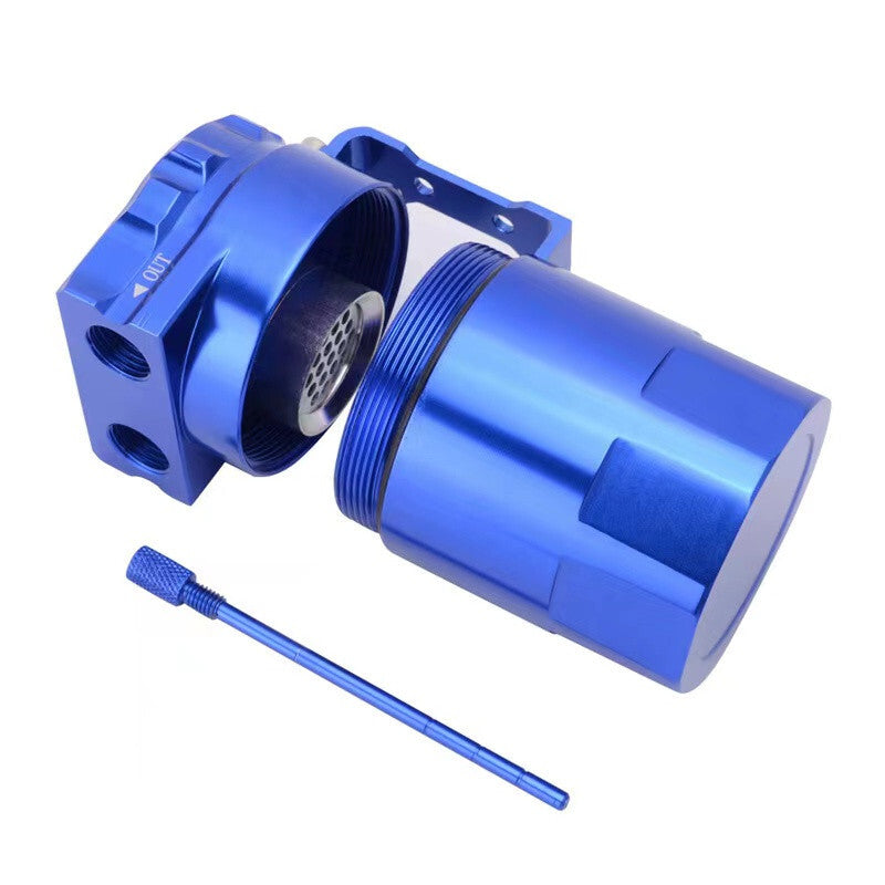 Car Baffled Blue Aluminum Alloy Reservior Air Oil Separator Catch Can Tank Kit