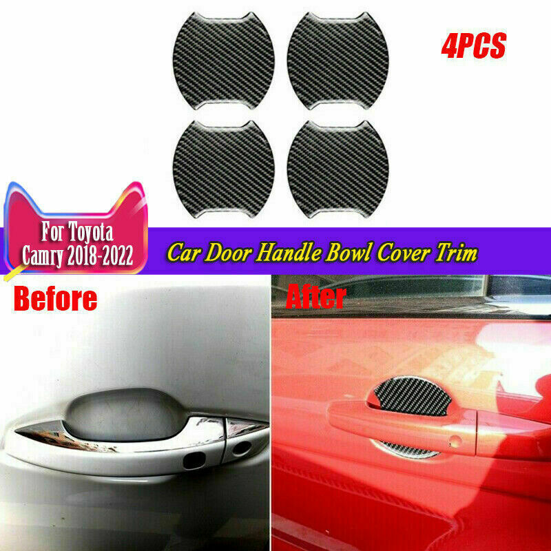 4X for Toyota for Camry 2018-2023 Real Carbon Fiber Side Door Handle Bowl Cover Trim