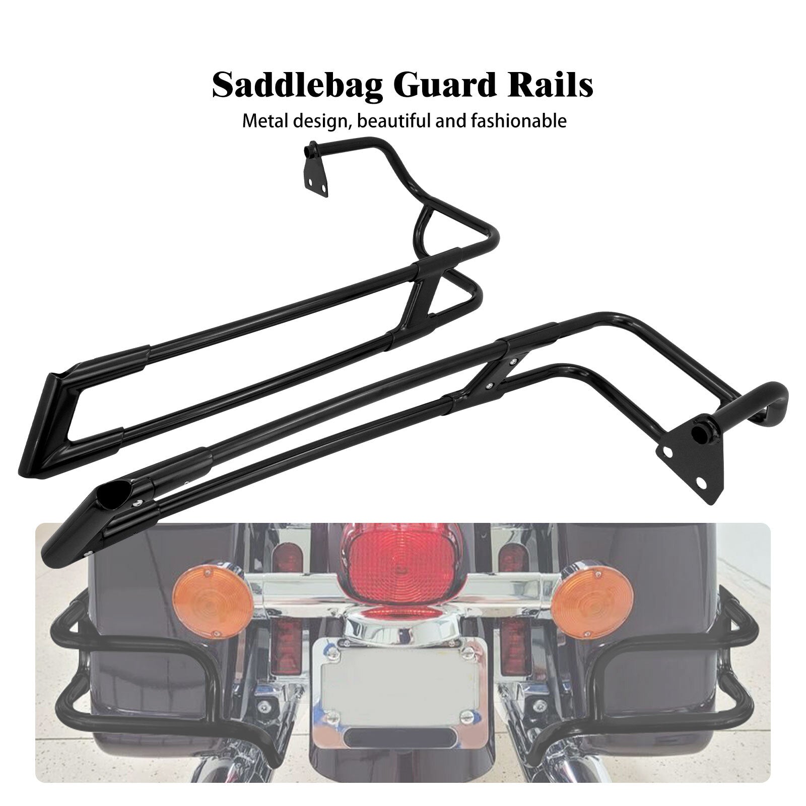 Black Saddlebag Guard Rail Crash Bar for Harley Touring Road Electra Glide 14-23