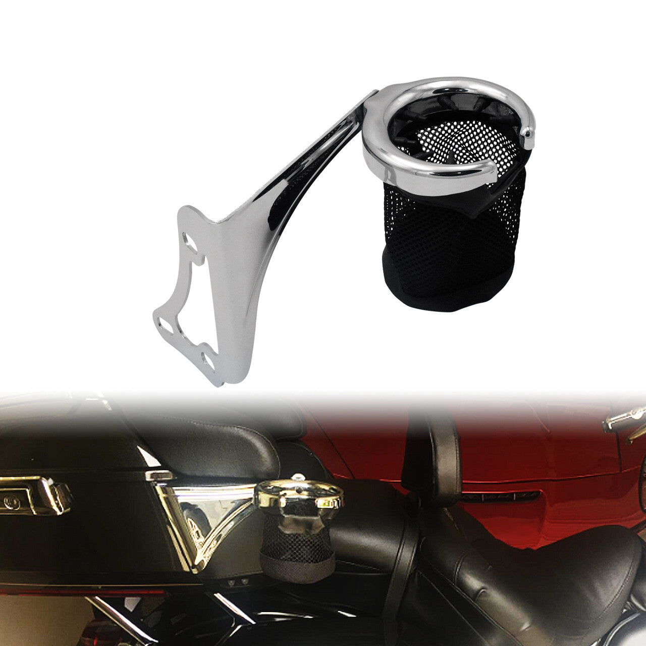 Chrome Passenger Right Side Drink Cup Holder for Harley Road Electra Glide 98-13
