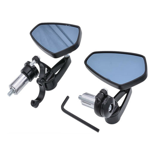 2Pcs Motorcycle Aluminum Rear View Black Handle Bar End Side Rearview Mirrors