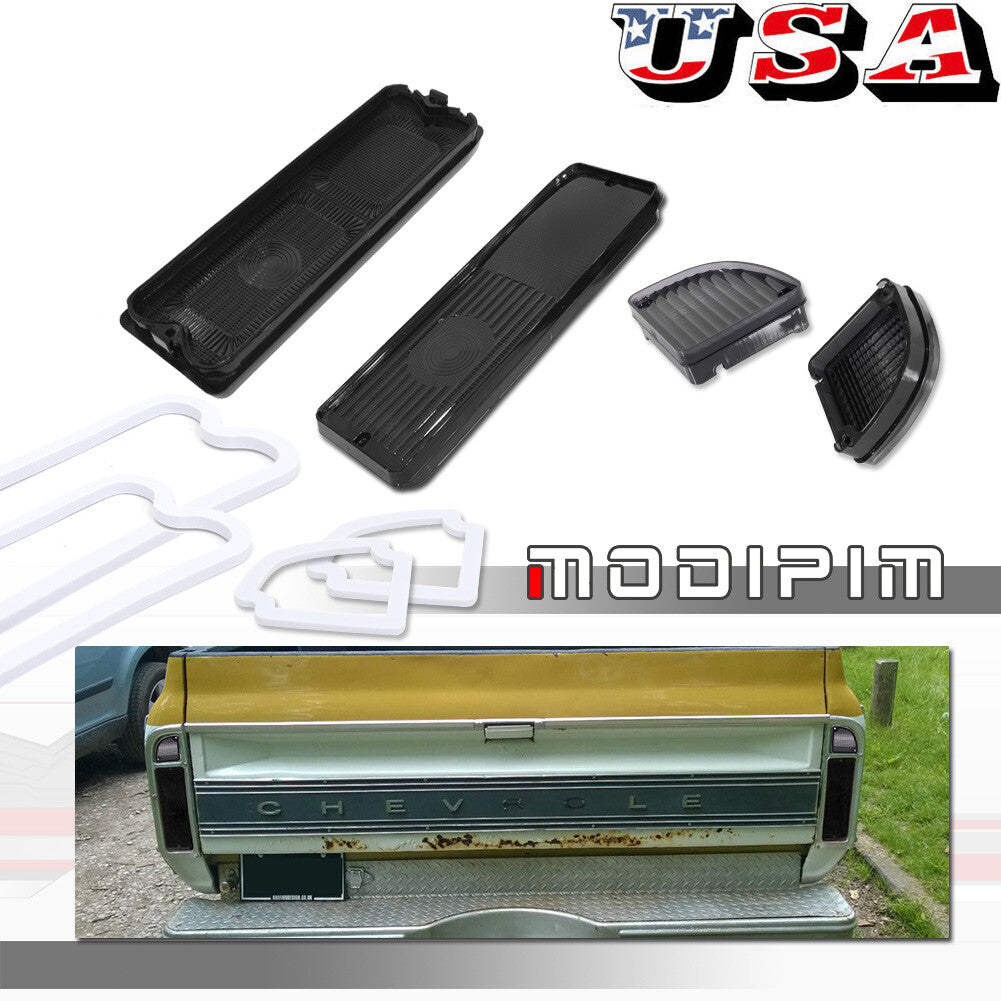 Pair w/ Gaskets Pickup Tail Light Housing Smoked for 1967-1972 for Chevy for GMC Truck
