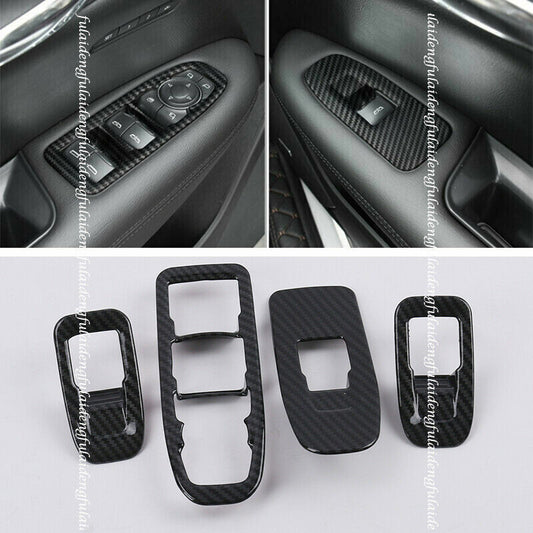 for Cadillac XT5 2016-2021 Carbon Fiber Look Window Lift Panel Switch Cover Trim