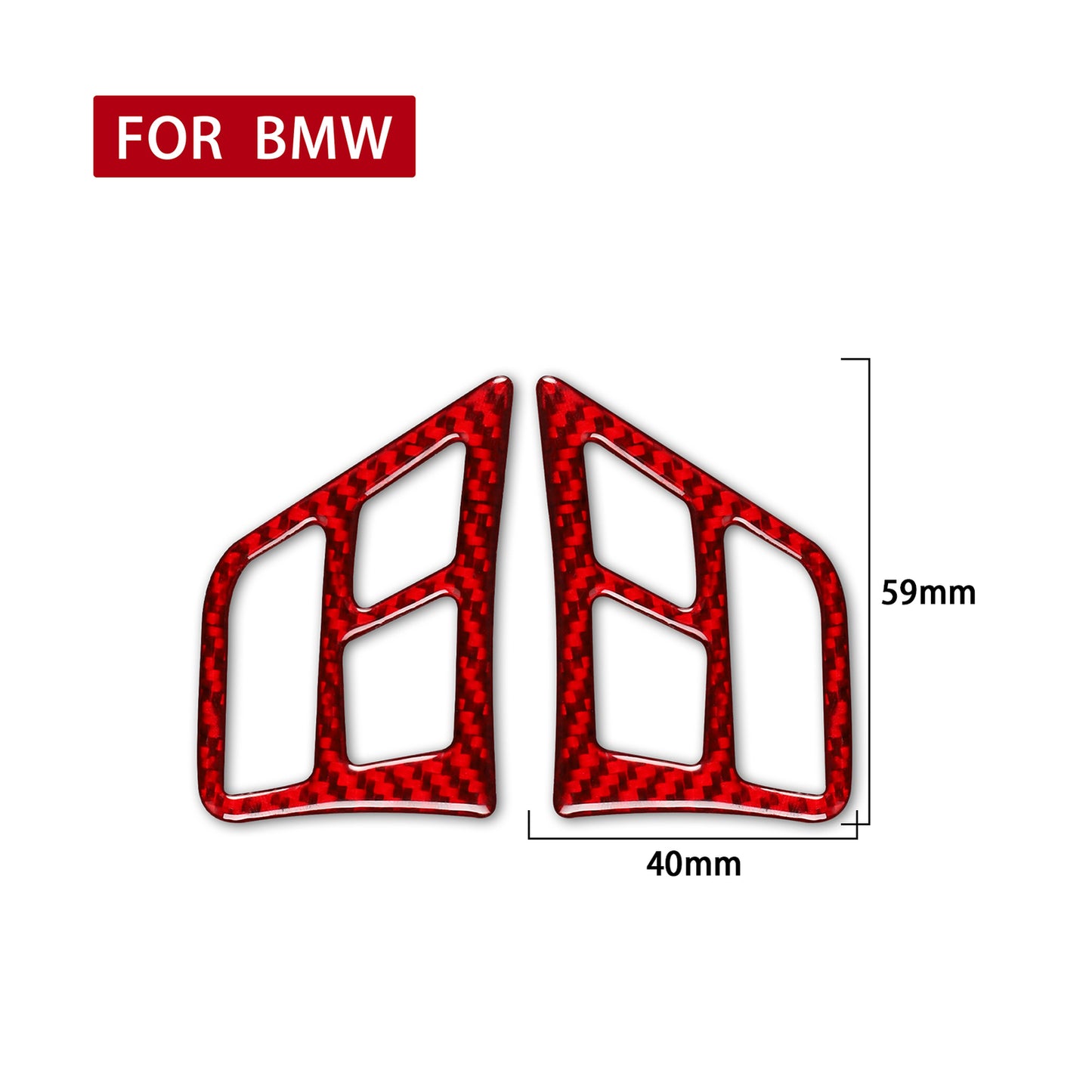Red Carbon Fiber Steering Wheel Button Trim for BMW 3 Series E90 E92 E93 2005-12