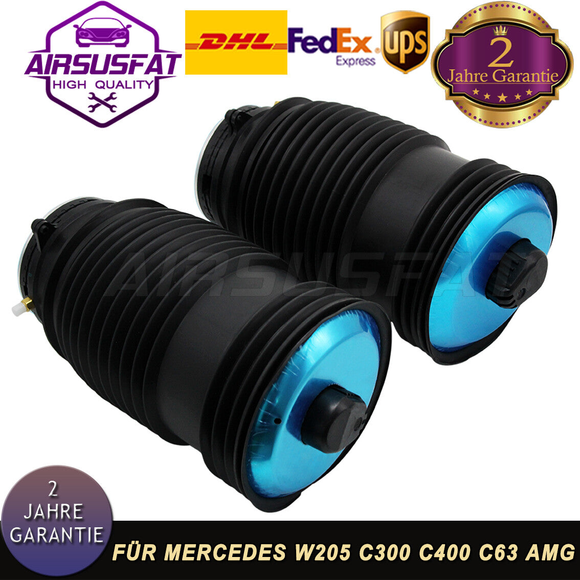 2x AIR SUSPENSION REAR SPRING BELLOWS for MERCEDES W205 C300 C400 C63 AMG 2053200225