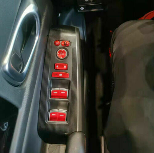 13P for Honda for Civic 2022-2023 Red Alloy Window Lift Switch Button Sticker Trim