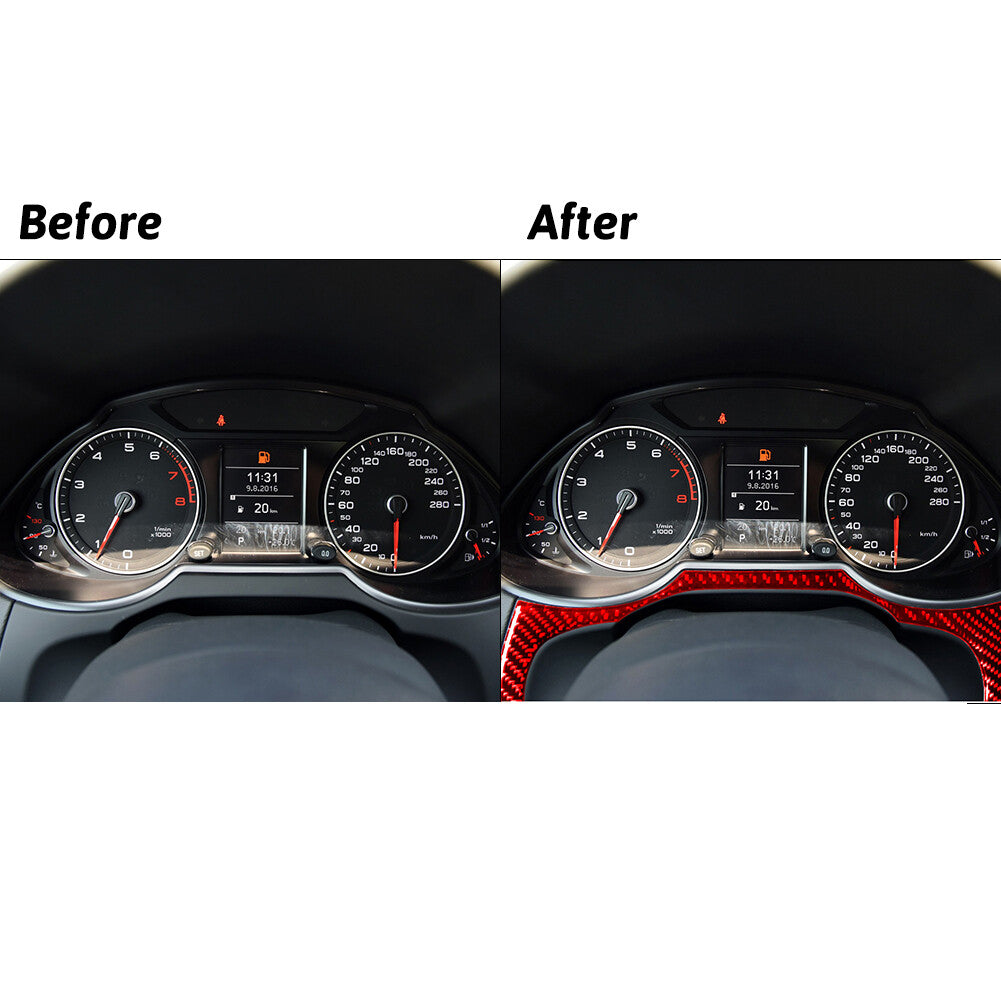 Red Interior Speedometer Frame Trim Cover Decor Carbon Fiber for Audi Q5 2009-17