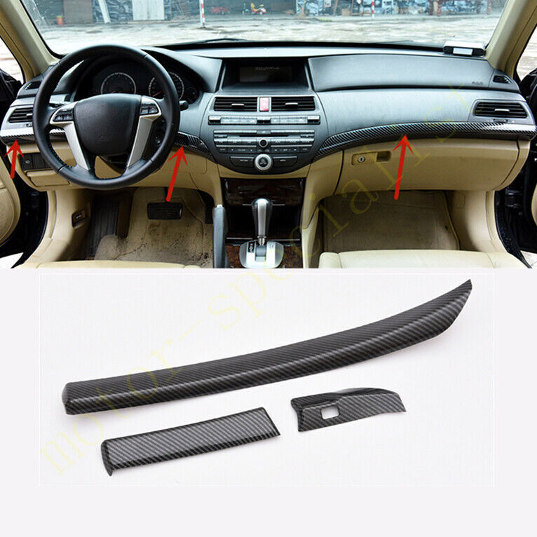 for Honda Accord 8th 2008-2012 Carbon Fiber Central Console Dashboard Strip Trim