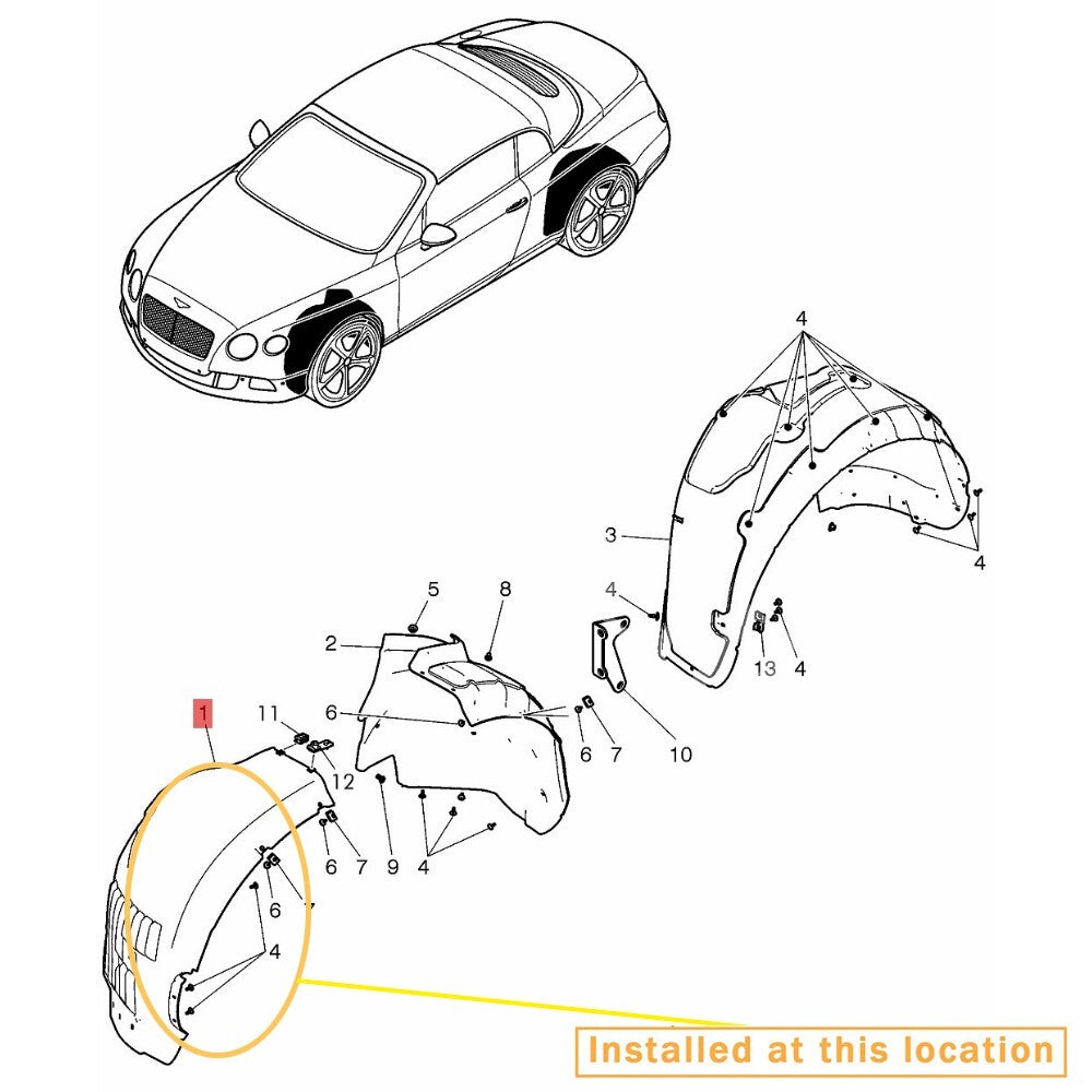 Wheel cover pad for Bentley GT GTC, right side 3W8809958F