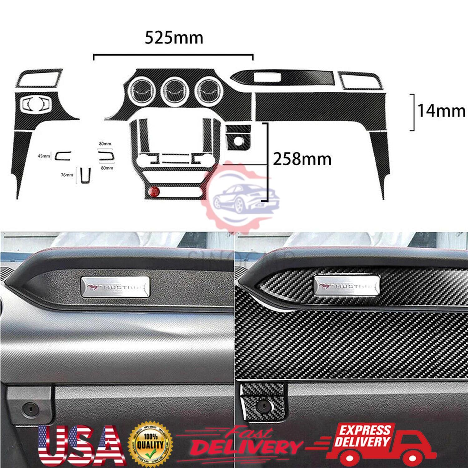 Interior Dashboard Full Set Cover Trim For 2015-2022 for Ford for Mustang Carbon Fiber